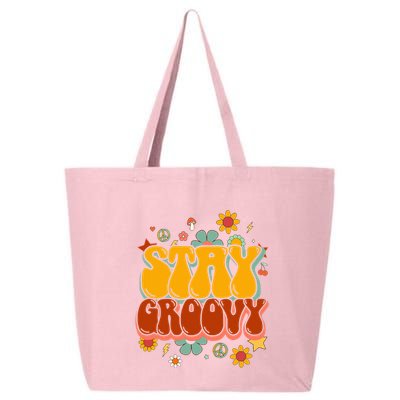 Floral Peaceful Vibes Embrace Positivity with Retro Flower Design 25L Jumbo Tote