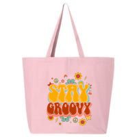 Floral Peaceful Vibes Embrace Positivity with Retro Flower Design 25L Jumbo Tote