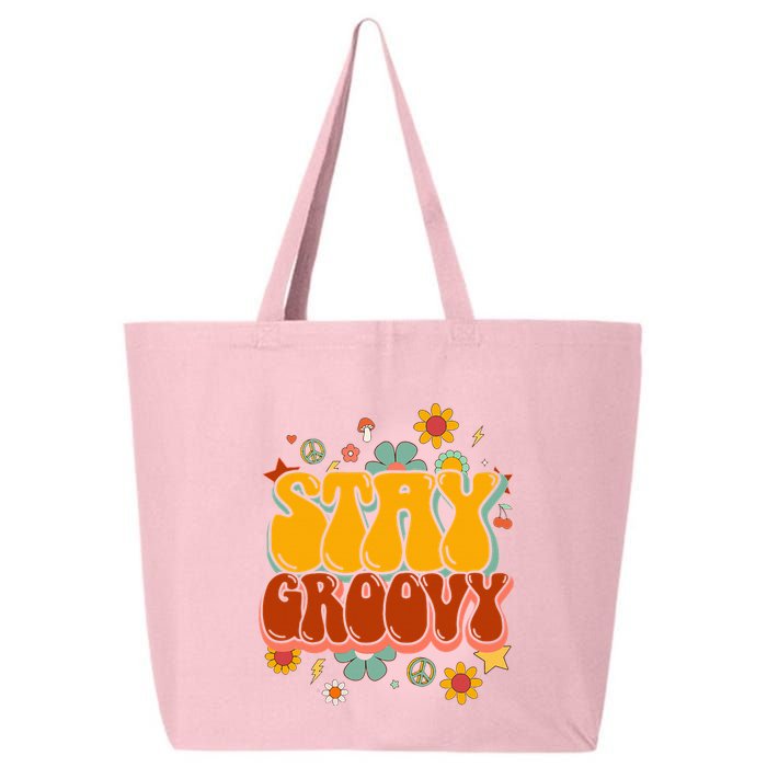 Floral Peaceful Vibes Embrace Positivity with Retro Flower Design 25L Jumbo Tote