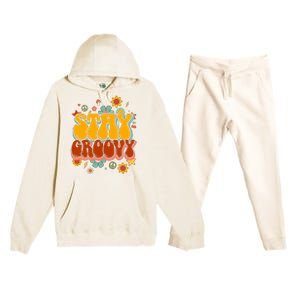 Floral Peaceful Vibes Embrace Positivity with Retro Flower Design Premium Hooded Sweatsuit Set