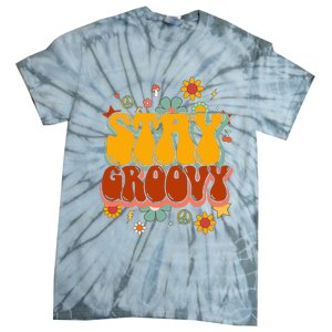 Floral Peaceful Vibes Embrace Positivity with Retro Flower Design Tie-Dye T-Shirt