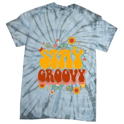Floral Peaceful Vibes Embrace Positivity with Retro Flower Design Tie-Dye T-Shirt
