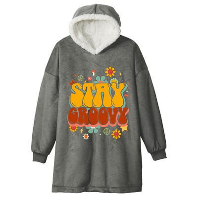 Floral Peaceful Vibes Embrace Positivity with Retro Flower Design Hooded Wearable Blanket