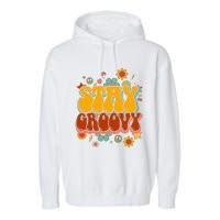 Floral Peaceful Vibes Embrace Positivity with Retro Flower Design Garment-Dyed Fleece Hoodie