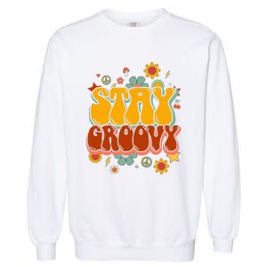 Floral Peaceful Vibes Embrace Positivity with Retro Flower Design Garment-Dyed Sweatshirt