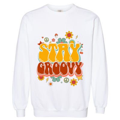 Floral Peaceful Vibes Embrace Positivity with Retro Flower Design Garment-Dyed Sweatshirt