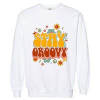 Floral Peaceful Vibes Embrace Positivity with Retro Flower Design Garment-Dyed Sweatshirt