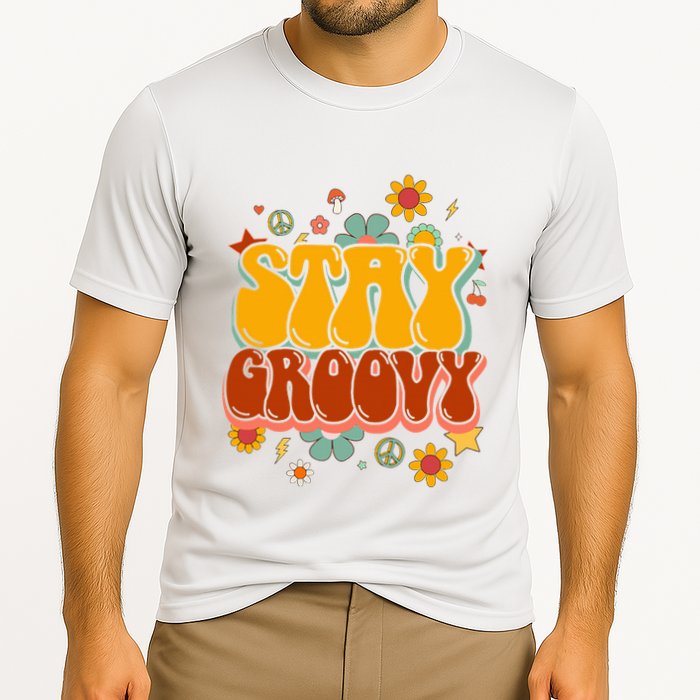 Floral Peaceful Vibes Embrace Positivity with Retro Flower Design Performance Shirt