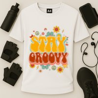 Floral Peaceful Vibes Embrace Positivity with Retro Flower Design Performance Shirt