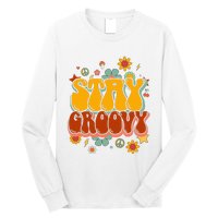 Floral Peaceful Vibes Embrace Positivity with Retro Flower Design Long Sleeve Shirt