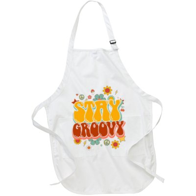 Floral Peaceful Vibes Embrace Positivity with Retro Flower Design Apron