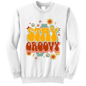 Floral Peaceful Vibes Embrace Positivity with Retro Flower Design Sweatshirt