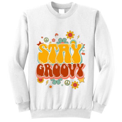 Floral Peaceful Vibes Embrace Positivity with Retro Flower Design Sweatshirt