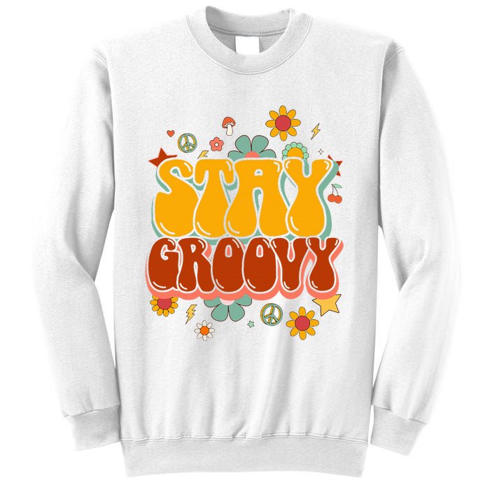 Floral Peaceful Vibes Embrace Positivity with Retro Flower Design Sweatshirt