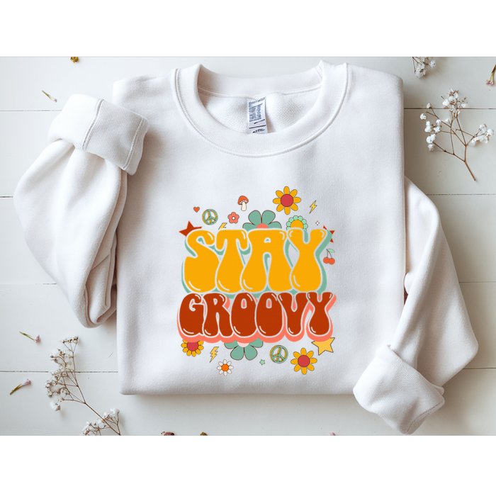 Floral Peaceful Vibes Embrace Positivity with Retro Flower Design Sweatshirt