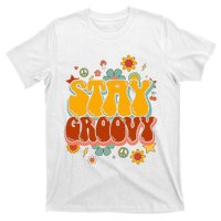 Floral Peaceful Vibes Embrace Positivity with Retro Flower Design T-Shirt