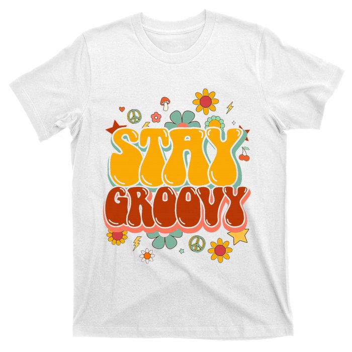 Floral Peaceful Vibes Embrace Positivity with Retro Flower Design T-Shirt