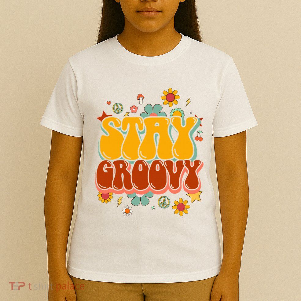 Floral Peaceful Vibes Embrace Positivity with Retro Flower Design T-Shirt