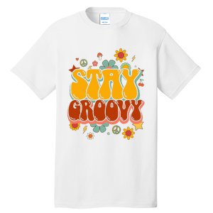 Floral Peaceful Vibes Embrace Positivity with Retro Flower Design Tall T-Shirt