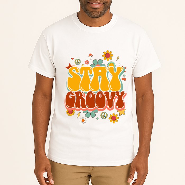 Floral Peaceful Vibes Embrace Positivity with Retro Flower Design Tall T-Shirt