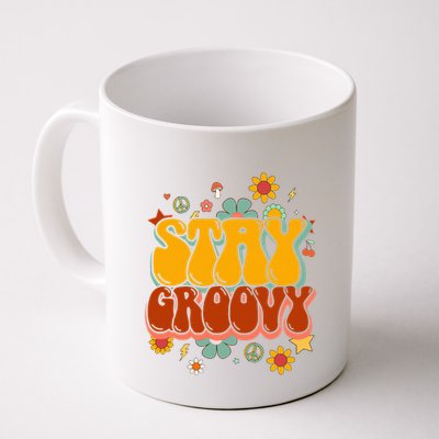 Floral Peaceful Vibes Embrace Positivity with Retro Flower Design Mug