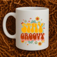 Floral Peaceful Vibes Embrace Positivity with Retro Flower Design Mug