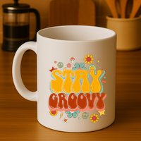 Floral Peaceful Vibes Embrace Positivity with Retro Flower Design Mug