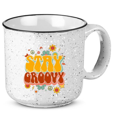 Floral Peaceful Vibes Embrace Positivity with Retro Flower Design 15oz Campfire Ceramic Mug