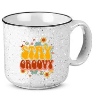 Floral Peaceful Vibes Embrace Positivity with Retro Flower Design 15oz Campfire Ceramic Mug