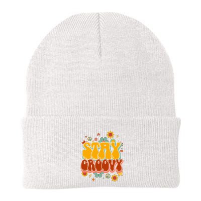 Floral Peaceful Vibes Embrace Positivity with Retro Flower Design Beanie