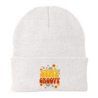 Floral Peaceful Vibes Embrace Positivity with Retro Flower Design Beanie