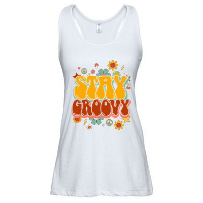 Floral Peaceful Vibes Embrace Positivity with Retro Flower Design Ladies Essential Flowy Tank