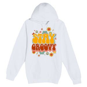 Floral Peaceful Vibes Embrace Positivity with Retro Flower Design Premium Pullover Hoodie