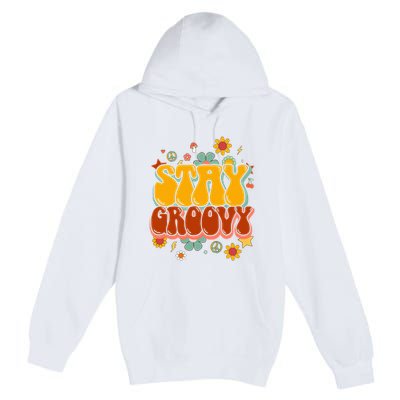 Floral Peaceful Vibes Embrace Positivity with Retro Flower Design Premium Pullover Hoodie
