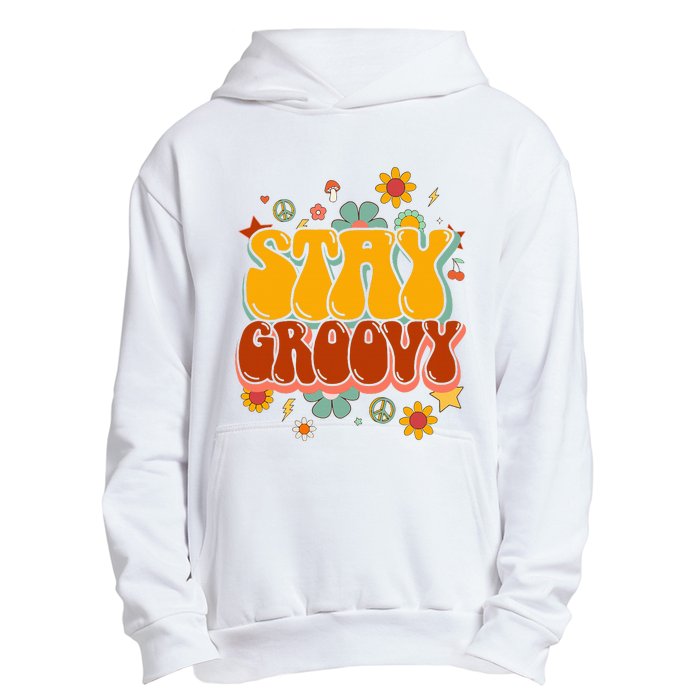 Floral Peaceful Vibes Embrace Positivity with Retro Flower Design Urban Pullover Hoodie