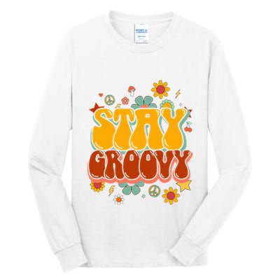 Floral Peaceful Vibes Embrace Positivity with Retro Flower Design Tall Long Sleeve T-Shirt