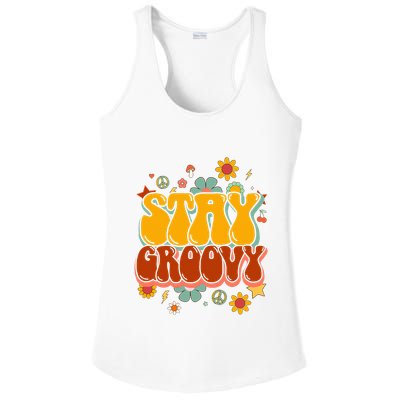Floral Peaceful Vibes Embrace Positivity with Retro Flower Design Ladies PosiCharge Competitor Racerback Tank