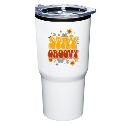 Floral Peaceful Vibes Embrace Positivity with Retro Flower Design Tumbler