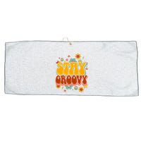 Floral Peaceful Vibes Embrace Positivity with Retro Flower Design Large Microfiber Waffle Golf Towel