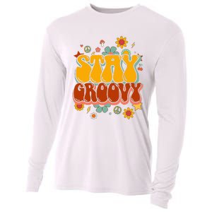 Floral Peaceful Vibes Embrace Positivity with Retro Flower Design Cooling Performance Long Sleeve Crew