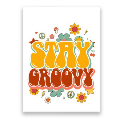 Floral Peaceful Vibes Embrace Positivity with Retro Flower Design Poster