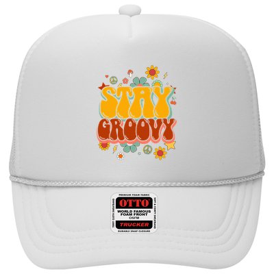 Floral Peaceful Vibes Embrace Positivity with Retro Flower Design Trucker Hat