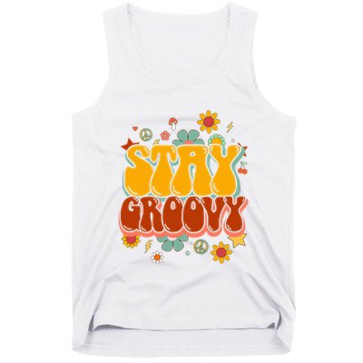 Floral Peaceful Vibes Embrace Positivity with Retro Flower Design Tank Top