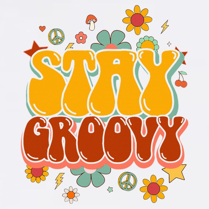 Floral Peaceful Vibes Embrace Positivity with Retro Flower Design Golf Towel
