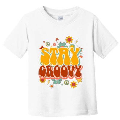 Floral Peaceful Vibes Embrace Positivity with Retro Flower Design Toddler T-Shirt