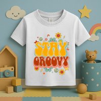 Floral Peaceful Vibes Embrace Positivity with Retro Flower Design Toddler T-Shirt