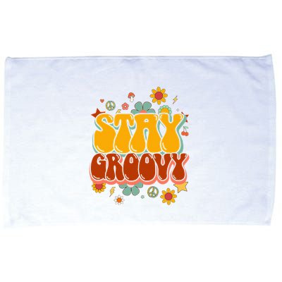 Floral Peaceful Vibes Embrace Positivity with Retro Flower Design Microfiber Hand Towel