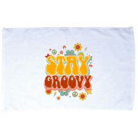 Floral Peaceful Vibes Embrace Positivity with Retro Flower Design Microfiber Hand Towel