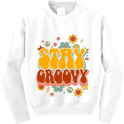 Floral Peaceful Vibes Embrace Positivity with Retro Flower Design Kids Sweatshirt