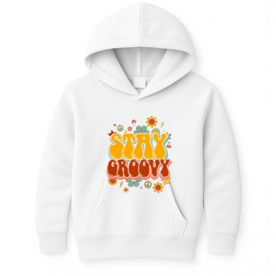 Floral Peaceful Vibes Embrace Positivity with Retro Flower Design Kids Hoodie